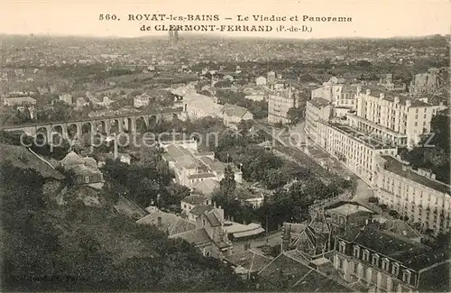 AK / Ansichtskarte Royat les Bains Fliegeraufnahme Viaduc et Panorama de Clermont Ferrand