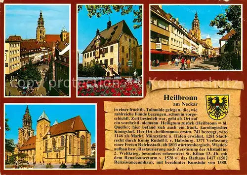 AK / Ansichtskarte Heilbronn Neckar Fleinerstrasse Rathaus Kirchbrunnenstrasse Kilianskirche  Kat. Heilbronn