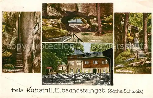 AK / Ansichtskarte Bad Schandau Fels Kuhstall Himmelsleiter Hoehle Berggasthaus Felsentor Elbsandsteingebirge Kat. Bad Schandau