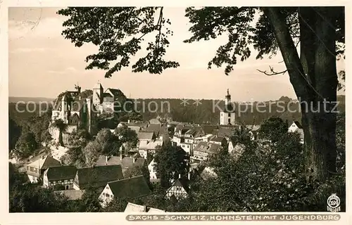 AK / Ansichtskarte Hohnstein Saechsische Schweiz Ortsansicht mit Kirche und Jugendburg Kat. Hohnstein