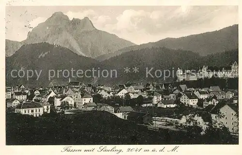 AK / Ansichtskarte Fuessen Allgaeu Ansicht mit Blick zum Saeuling Allgaeuer Alpen Kat. Fuessen