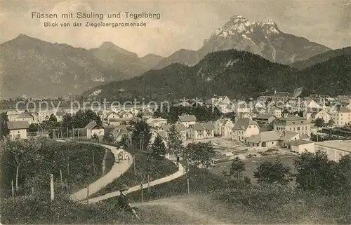 AK / Ansichtskarte Fuessen Allgaeu Gesamtansicht mit Saeuling und Tegelberg Allgaeuer Alpen Blick von Ziegelbergpromenade Kat. Fuessen