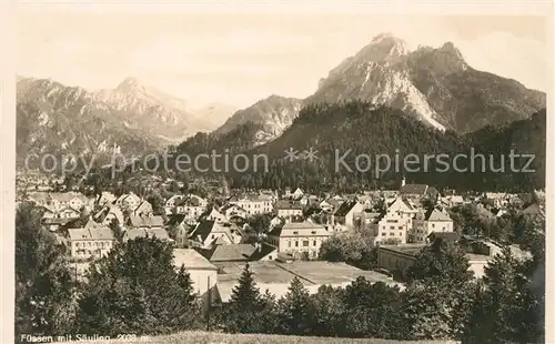 AK / Ansichtskarte Fuessen Allgaeu Panorama mit Blick zum Saeuling Allgaeuer Alpen Kat. Fuessen