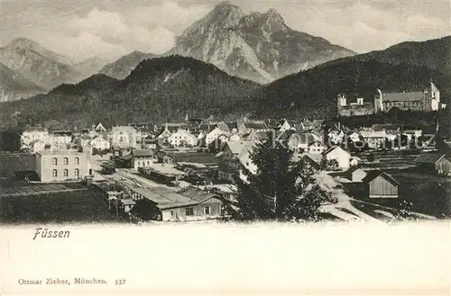 AK / Ansichtskarte Fuessen Allgaeu Panorama Blick zu Allgaeuer Alpen Kat. Fuessen