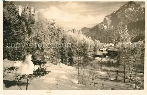 AK / Ansichtskarte Hohenschwangau Winterpanorama mit Schloss Hohenschwangau und Schloss Neuschwanstein Kat. Schwangau
