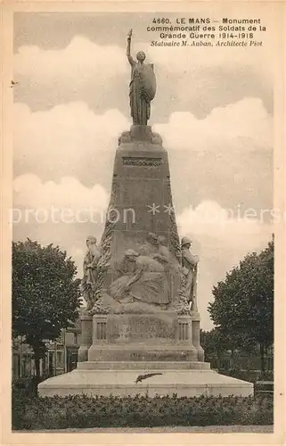 AK / Ansichtskarte Le Mans Sarthe Monument commemoratif des Soldats de la Grande Guerre  Kat. Le Mans