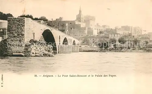 AK / Ansichtskarte Avignon Vaucluse Pont Saint Benezet et Palais des Papes Kat. Avignon