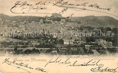 AK / Ansichtskarte Marburg Lahn Stadtpanorama mit Schloss von der Weintrautseiche aus gesehen Deutsche Reichspost Kat. Marburg