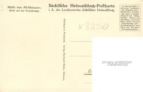 AK / Ansichtskarte Alt Meissen Elbe Blick von der Schulbruecke Saechsische Heimatschutz Postkarte Folge I No 5 Kat. Meissen