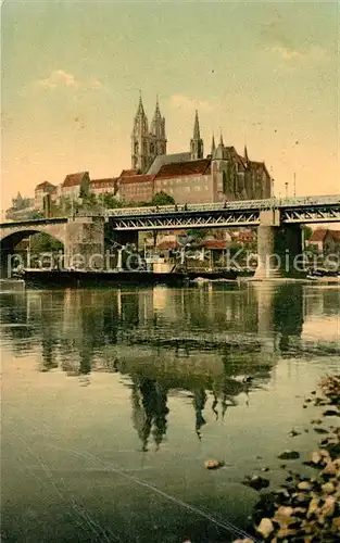 AK / Ansichtskarte Meissen Elbe Sachsen Elbbruecke und Kgl Albrechtsburg mit Dom Kat. Meissen