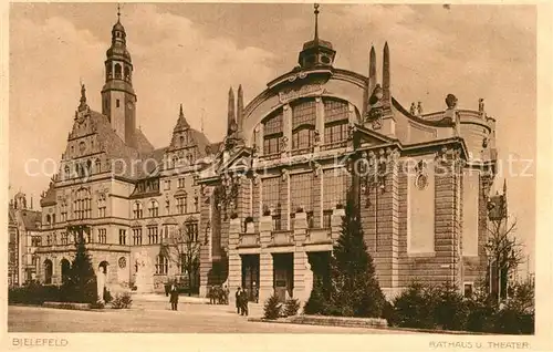 AK / Ansichtskarte Bielefeld Rathaus und Theater Kat. Bielefeld