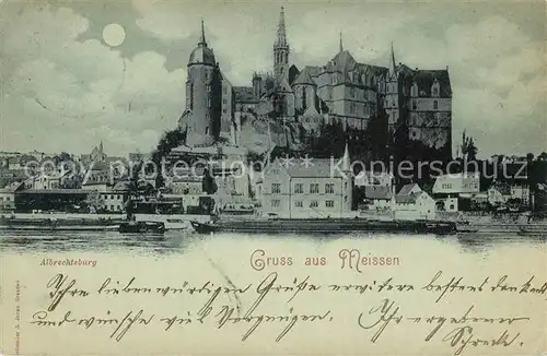 AK / Ansichtskarte Meissen Elbe Sachsen Albrechtsburg Dom im Mondschein Kat. Meissen