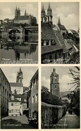 AK / Ansichtskarte Meissen Elbe Sachsen Albrechtsburg mit Dom Schlossbruecke Winkelkrugecke Stadtkirche Kat. Meissen