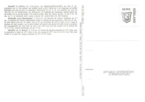 AK / Ansichtskarte Neustift Brixen Suedtirol Kreuzgang Augustiner Chorherren Stift Kat. Bressanone