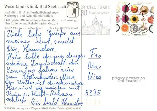 AK / Ansichtskarte Vlotho Weserland Klinik Bad Seebruch Kat. Vlotho