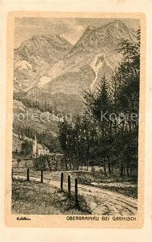 AK / Ansichtskarte Obergrainau bei Garmisch Kuenstlerkarte Waldstein Kat. Grainau