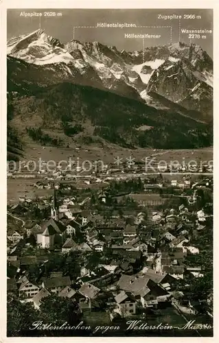 AK / Ansichtskarte Partenkirchen gegen Wetterstein Massiv Kat. Garmisch Partenkirchen