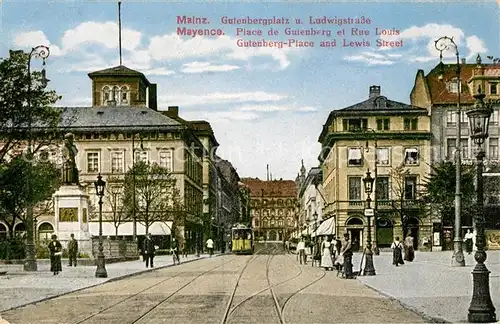 AK / Ansichtskarte Mainz Rhein Gutenbergplatz und Ludwigstrasse Strassenbahn