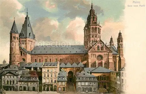 AK / Ansichtskarte Mainz Rhein Dom vom Markt