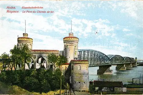 AK / Ansichtskarte Mainz Rhein Pont du Chemin de fer Eisenbahnbruecke