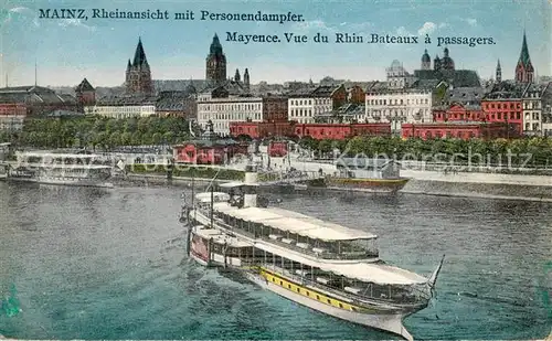AK / Ansichtskarte Mainz Rhein Rheinpartie Personendampfer 