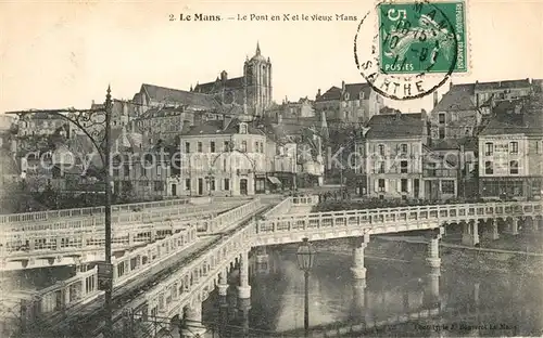 AK / Ansichtskarte Le Mans Sarthe Pont en X et le vieux Mans Kat. Le Mans