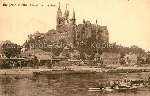 AK / Ansichtskarte Meissen Elbe Sachsen Albrechtsburg und Dom Elbe Dampfer 1000jaehrige Stadt Kat. Meissen