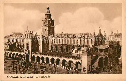 AK / Ansichtskarte Krakau Krakow Alter Markt und Tuchhalle Kat. Polen