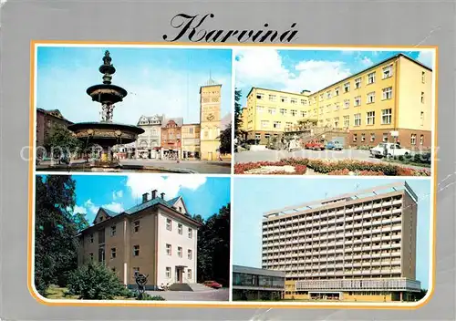 AK / Ansichtskarte Karvina Hotel Brunnen Stadtansichten