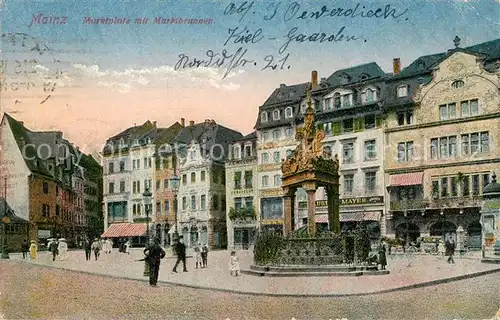 AK / Ansichtskarte Mainz Rhein Marktplatz mit Brunnen