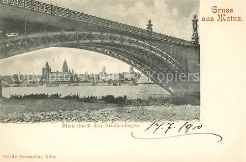 AK / Ansichtskarte Mainz Rhein Blick durch den Brueckenbogen 1900
