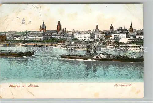 AK / Ansichtskarte Mainz Rhein Rheinparti mit Dampfer