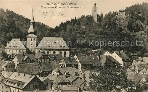AK / Ansichtskarte Bad Berneck Ortsansicht mit Kirche Ruine Schlossturm Kat. Bad Berneck Fichtelgebirge
