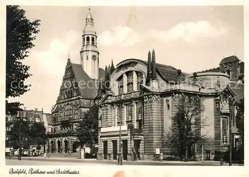 AK / Ansichtskarte Bielefeld Rathaus und Stadttheater Kat. Bielefeld