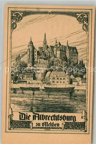 AK / Ansichtskarte Meissen Elbe Sachsen Albrechtsburg mit Dom Serie Deutsche Burgen Nr 184 Zeichnung von B. Lenz Kat. Meissen