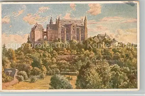 AK / Ansichtskarte Marburg Lahn Schloss Kuenstlerkarte Nr 7 Gemaelde von K. Lindegreen Kat. Marburg