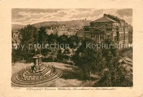 AK / Ansichtskarte Elberfeld Wuppertal Kaiser Wilhelm Denkmal mit Stadttheater Kat. Wuppertal