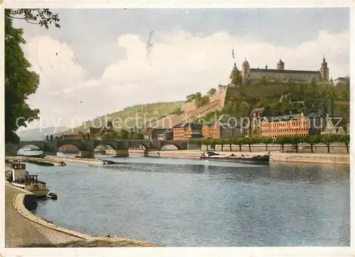 AK / Ansichtskarte Wuerzburg Mainpartie mit Festung Marienberg Kat. Wuerzburg