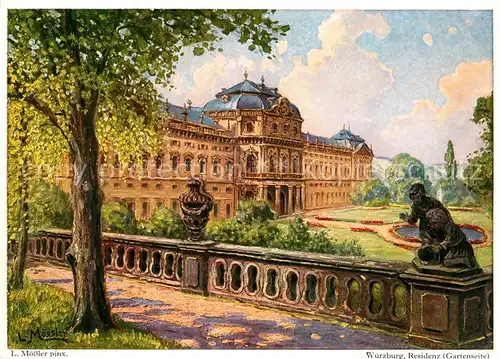 AK / Ansichtskarte Wuerzburg Residenz Garten Kuenstlerkarte Kat. Wuerzburg