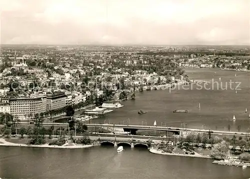 AK / Ansichtskarte Hamburg Alster mit Landungsbruecken Fliegeraufnahme Kat. Hamburg