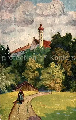 AK / Ansichtskarte Andechs Kloster Kuenstlerkarte Kat. Andechs
