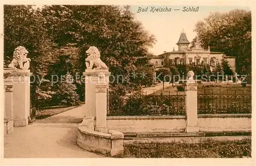 AK / Ansichtskarte Bad Kreischa Schloss Loewenskulpturen