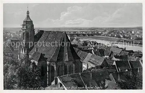 AK / Ansichtskarte Pirna Marienkirche mit Blick nach OT Copitz Kat. Pirna