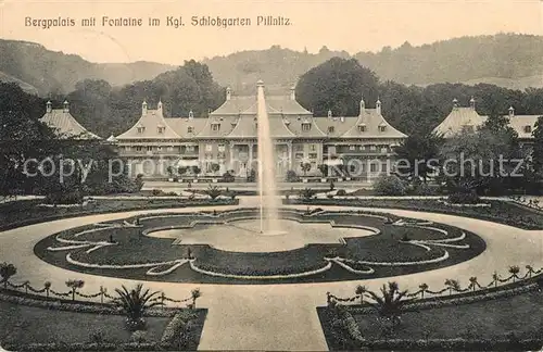 AK / Ansichtskarte Pillnitz Bergpalais mit Fontaine im Kgl Schlossgarten Kat. Dresden