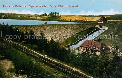 AK / Ansichtskarte Dippoldiswalde Osterzgebirge Talsperre Malter mit Elektrizitaetswerk Kat. Dippoldiswalde