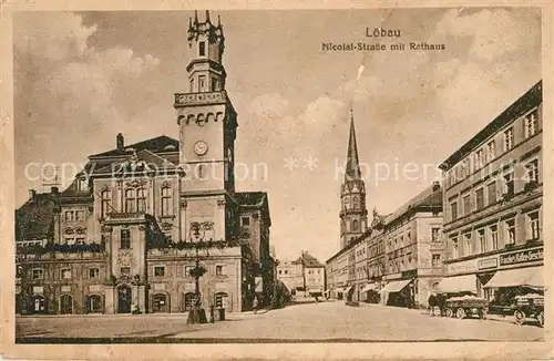 AK / Ansichtskarte Loebau Sachsen Nicolaistrasse mit Rathaus Kat. Loebau