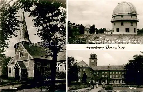 AK / Ansichtskarte Bergedorf Hamburg Kirche Sternwarte mit Teleskop Rathaus Kat. Hamburg