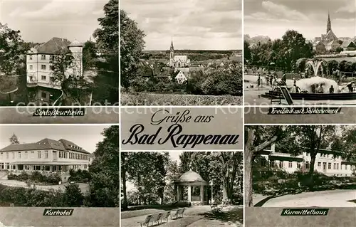 AK / Ansichtskarte Bad Rappenau Schlosskurheim Freibad Solebrunnen Kurhotel Kurmittelhaus Kat. Bad Rappenau