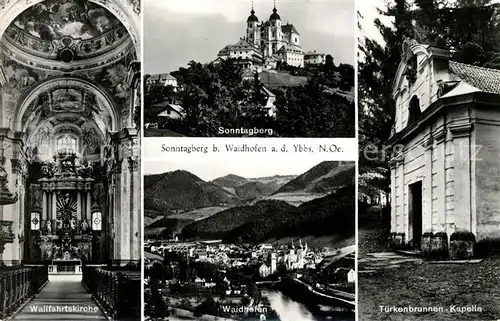 AK / Ansichtskarte Sonntagberg Wallfahrtskirche Schloss Waidhofen Tuerkenbrunnen Kapelle Kat. Sonntagberg