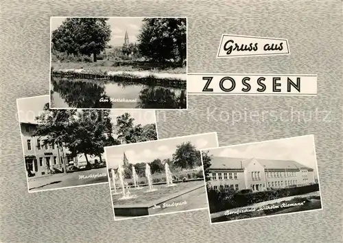 AK / Ansichtskarte Zossen Marktplatz Stadtpark Berufsschule Wilhelm Riemann  Kat. Zossen
